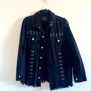 Black eyelet denim jacket